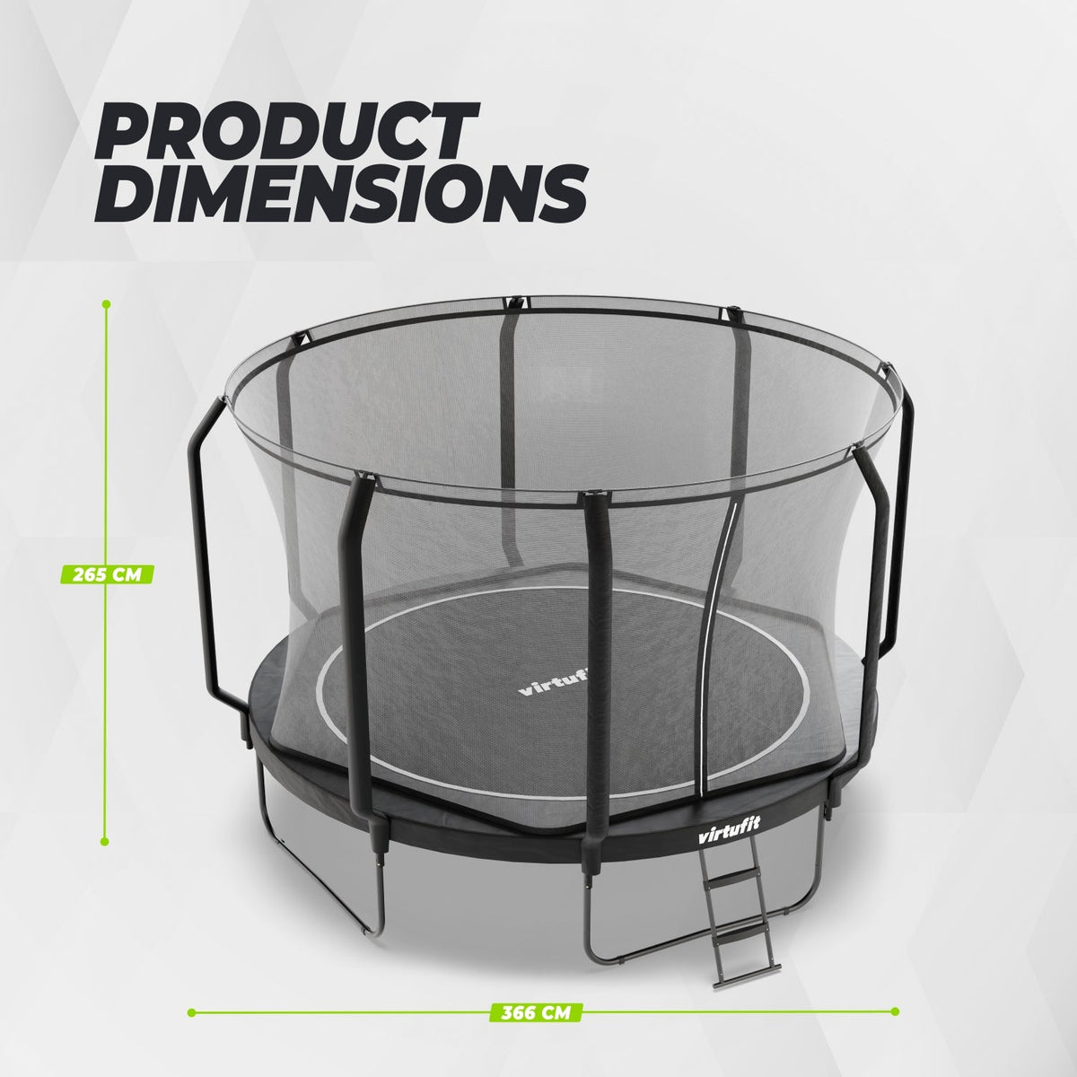 Trampoline VirtuFit Premium avec filet de sécurité - Noir - 366 cm - Tweedekans