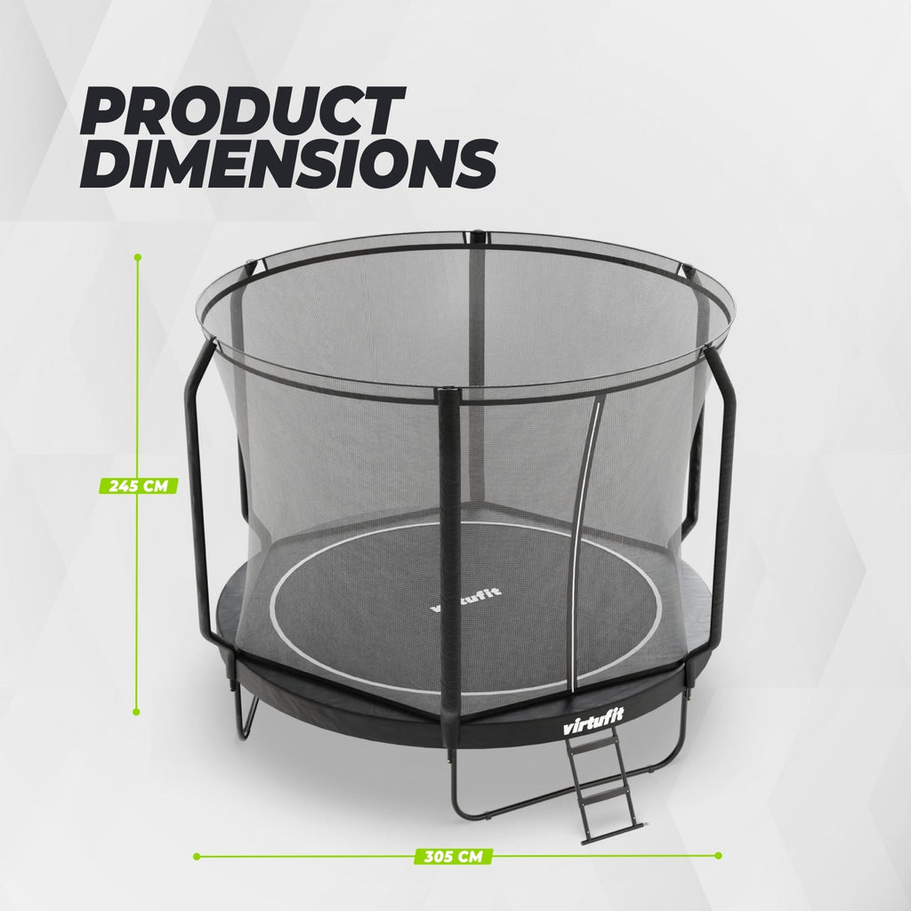 Trampoline VirtuFit Premium avec filet de sécurité - Noir - 305 cm - Tweedekans