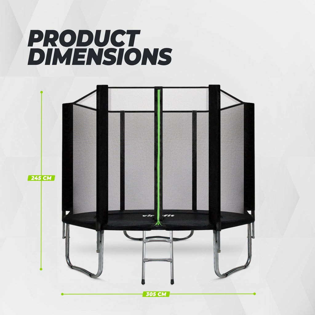 Trampoline VirtuFit avec filet de sécurité - Noir - 305 cm - Tweedekans