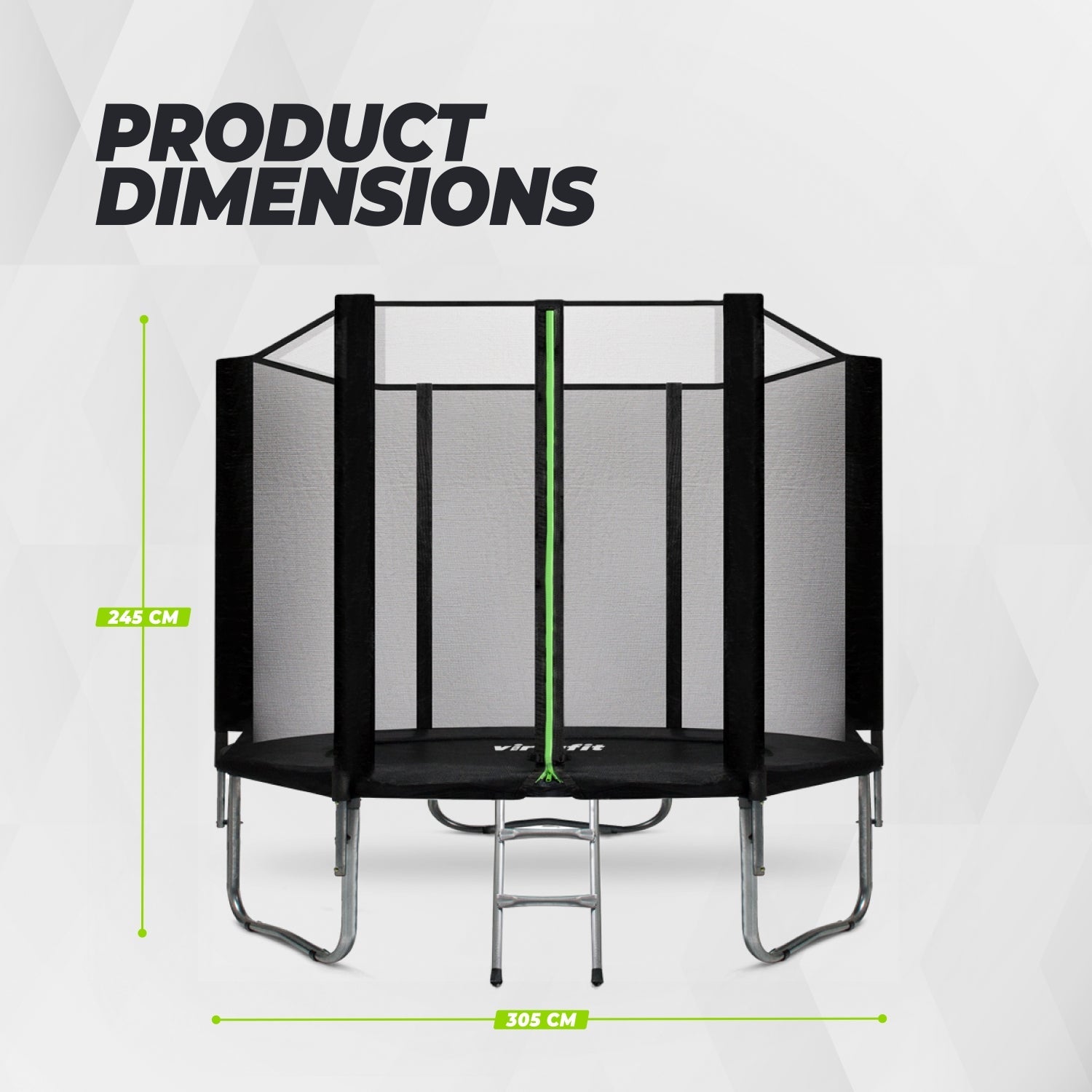 Trampoline VirtuFit avec filet de sécurité - Noir - 305 cm - Tweedekans