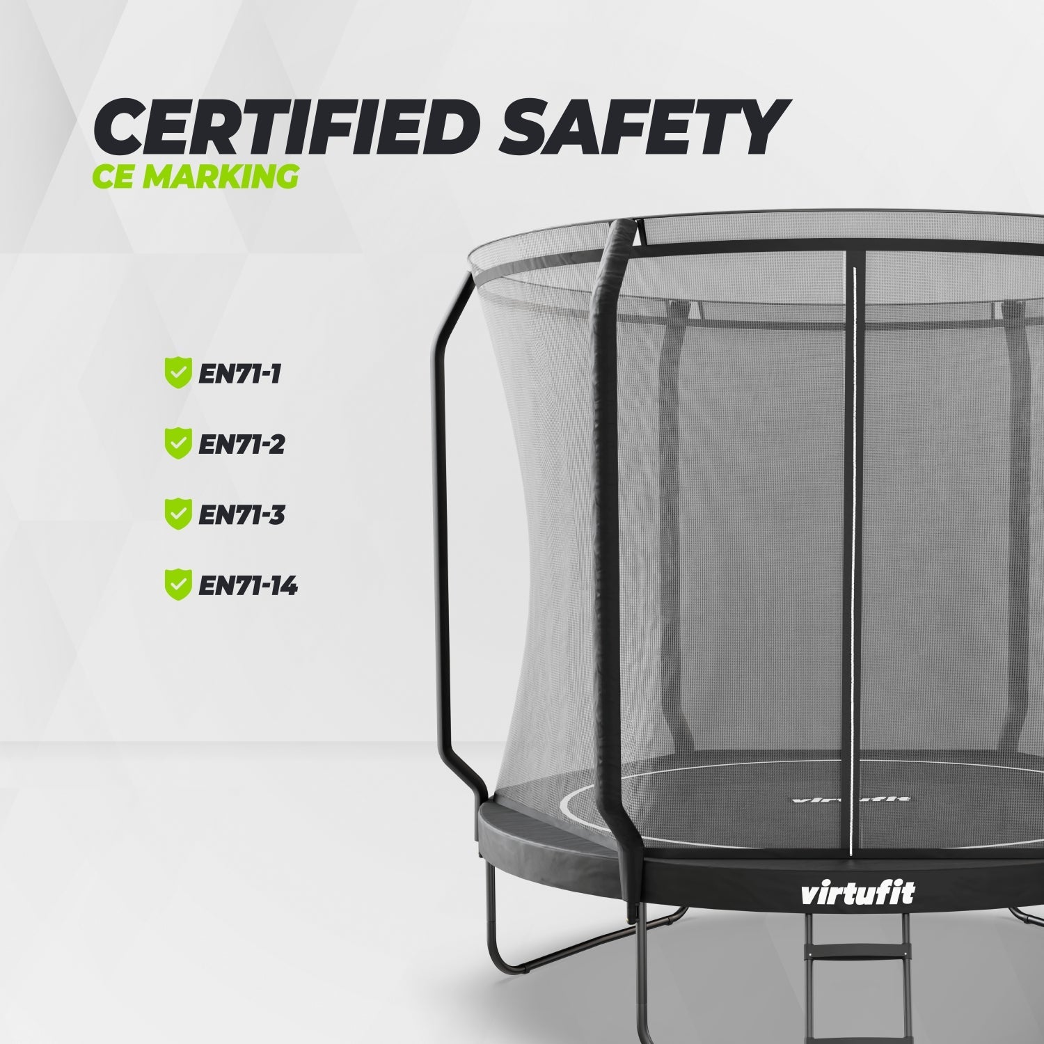 Trampoline VirtuFit Premium avec filet de sécurité - Noir - 251 cm