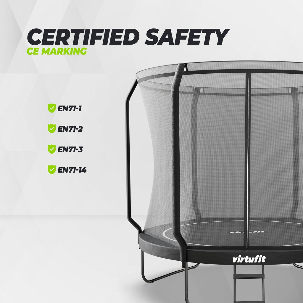Trampoline VirtuFit Premium avec filet de sécurité - Noir - 251 cm - Tweedekans