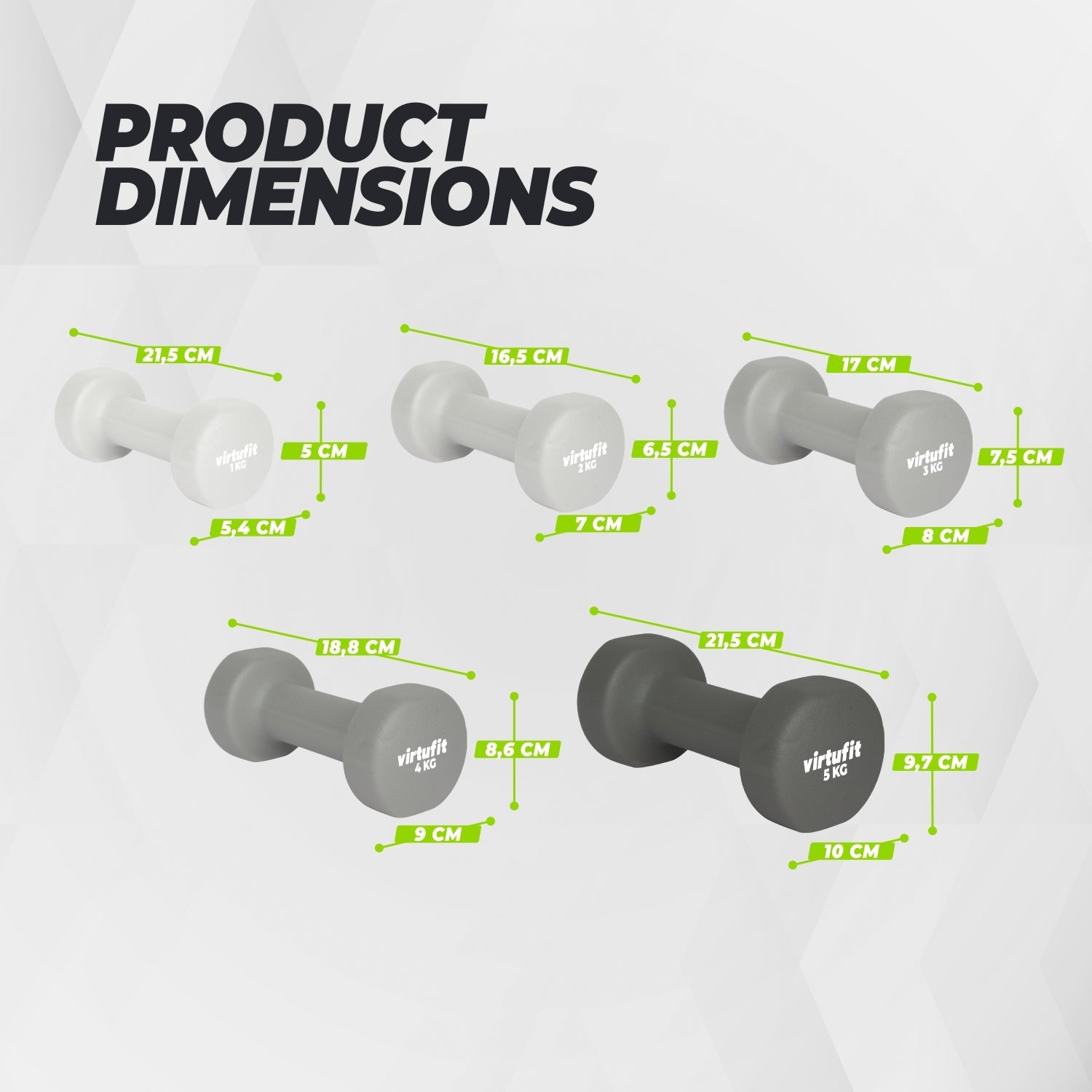 VirtuFit Vinyl Dumbbell Set Pro - 2 x 4 kg - Tweedekans
