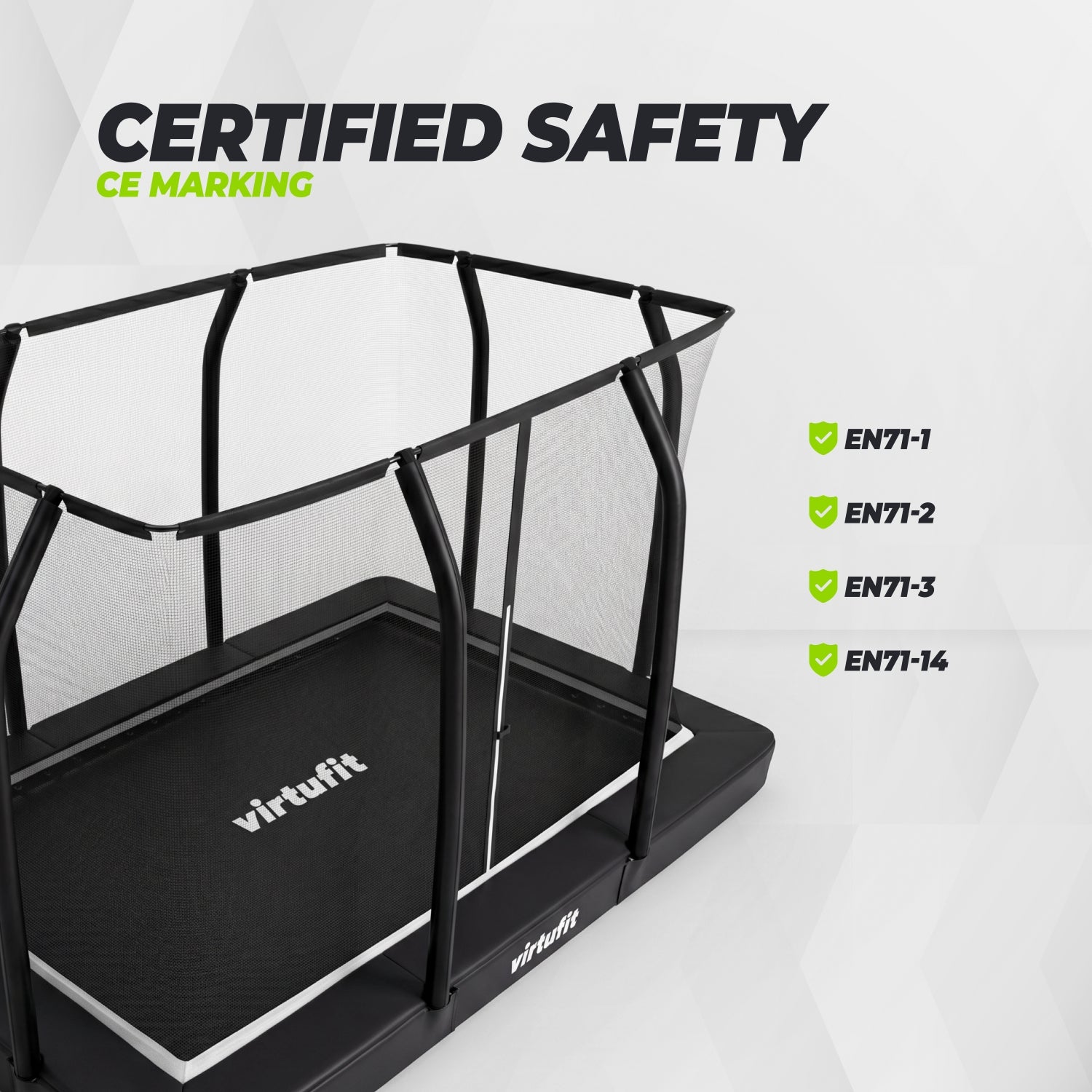 VirtuFit Trampoline creusé Premium avec Filet de Sécurité - Noir - 183 x 274 cm - Tweedekans