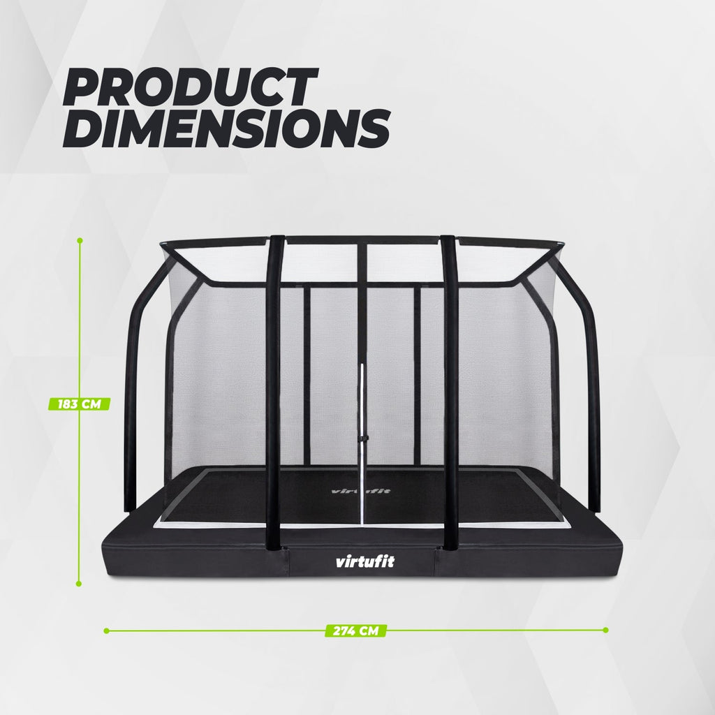 VirtuFit Trampoline creusé Premium avec Filet de Sécurité - Noir - 183 x 274 cm - Tweedekans