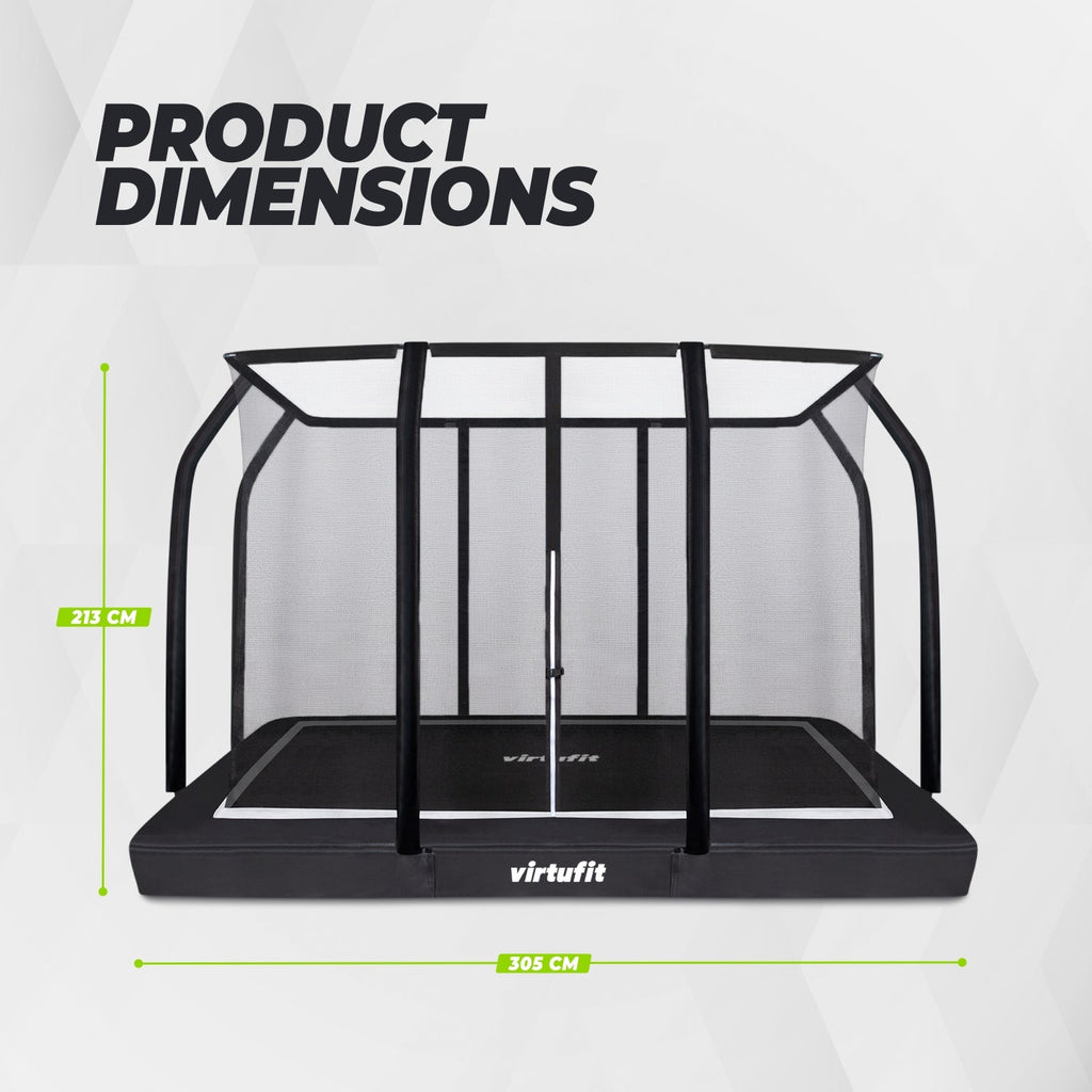 VirtuFit Premium Inground Trampoline avec Filet de Sécurité - Noir - 213 x 305 cm - Tweedekans