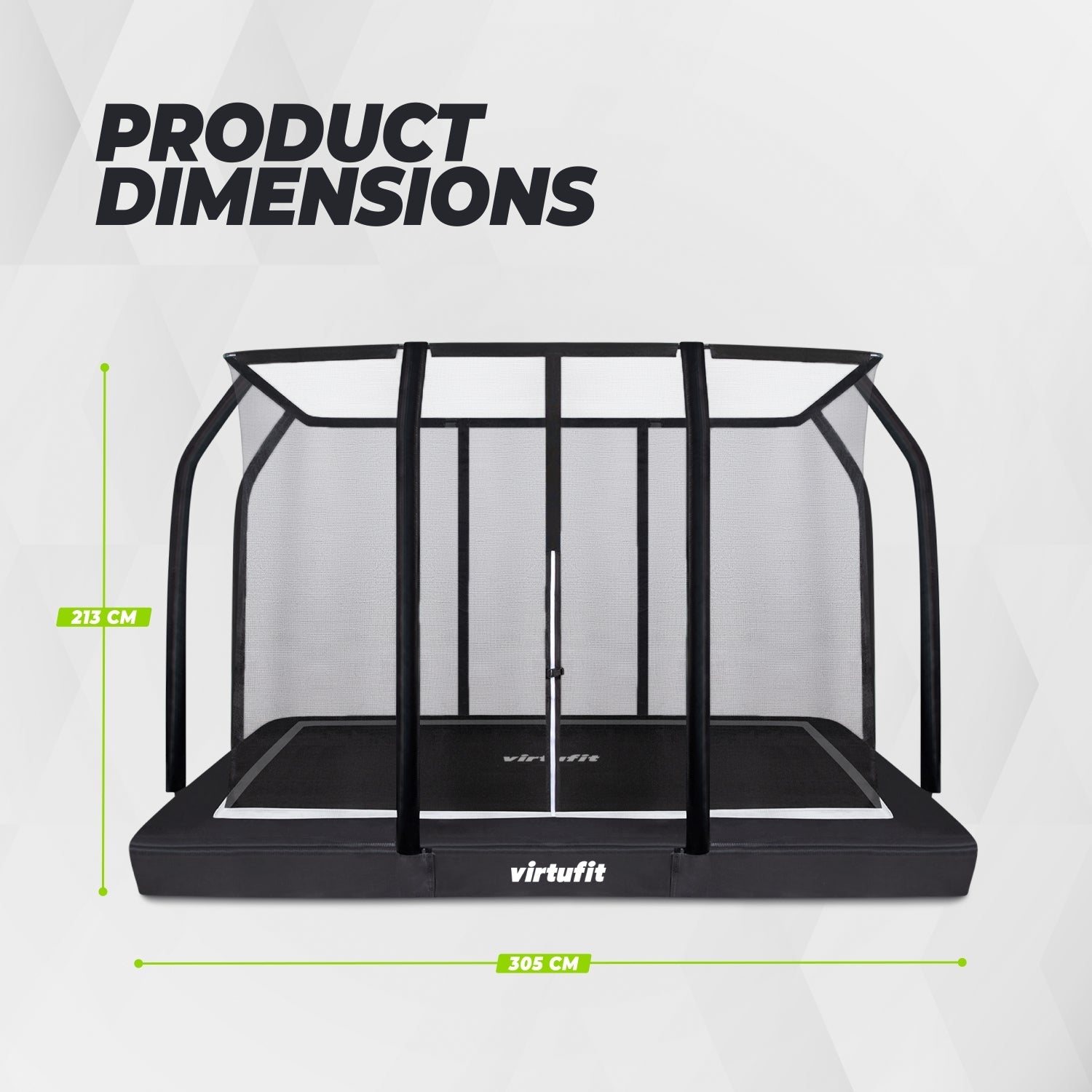 VirtuFit Premium Inground Trampoline avec Filet de Sécurité - Noir - 213 x 305 cm - Tweedekans