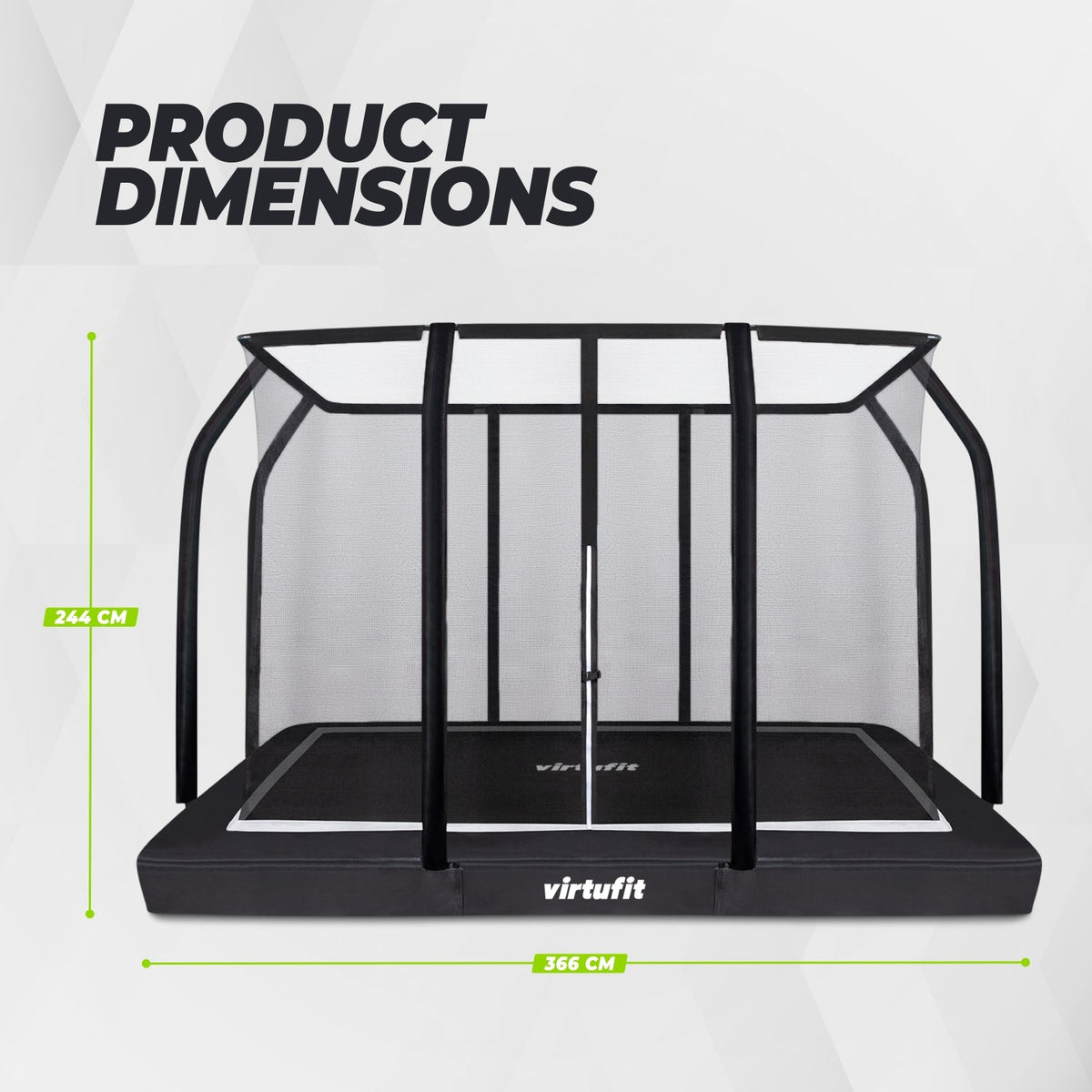 VirtuFit Premium Inground Trampoline avec Filet de Sécurité - Noir - 244 x 366 cm - Tweedekans