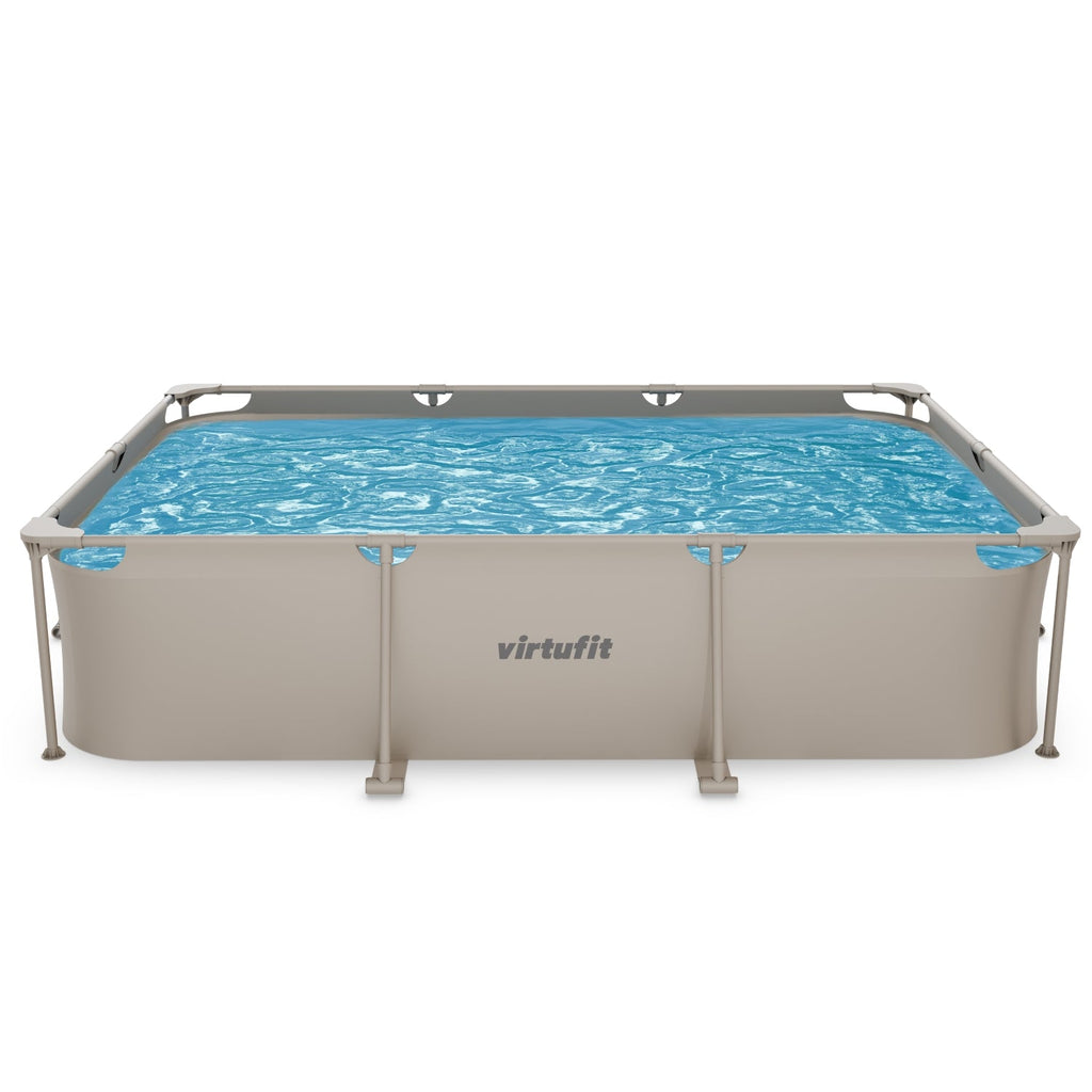 VirtuFit Rechthoekig Zwembad - 300 x 210 x 66 cm - Beige - Inclusief Filterpomp - Tweedekans