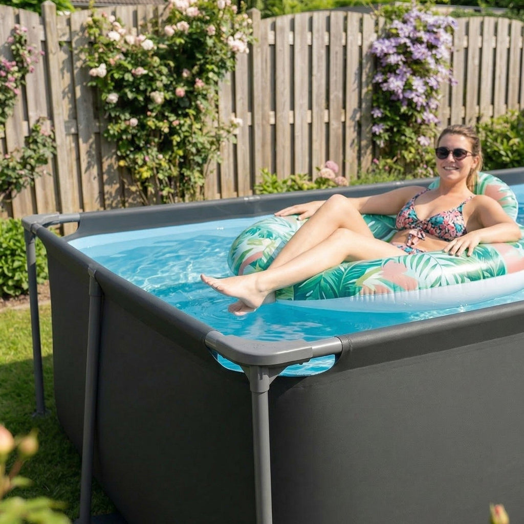 Piscine Rectangulaire VirtuFit - Anthracite - 260 x 180 x 66 cm - Tweedekans