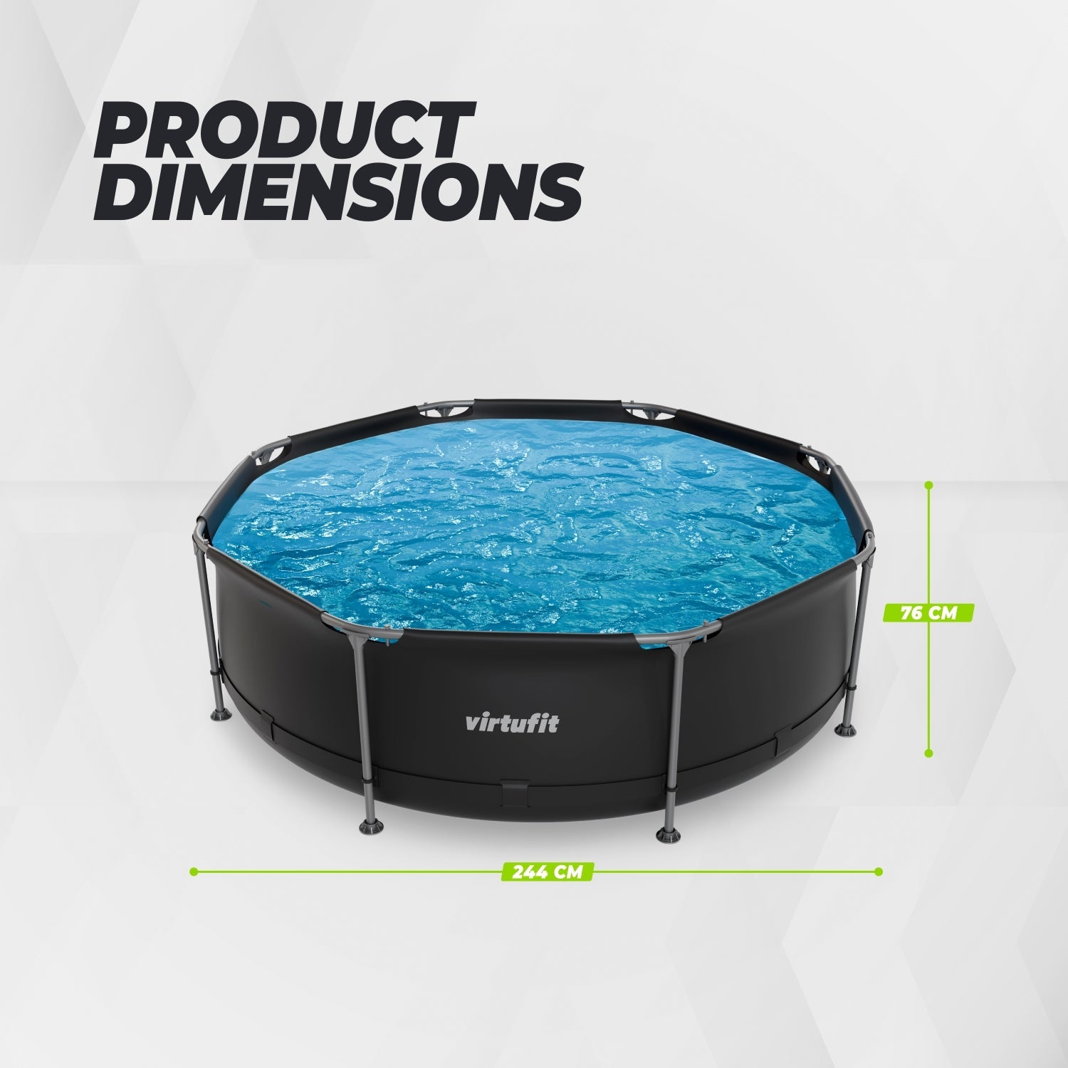 Piscine Ronde VirtuFit - Ø244 x 76 cm - Anthracite - Tweedekans