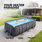 Piscine Rectangulaire VirtuFit 400 x 200 x 122 cm - Anthracite - Avec Pompe Filtrante - Tweedekans