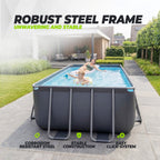 Piscine Rectangulaire VirtuFit 400 x 200 x 122 cm - Anthracite - Avec Pompe Filtrante - Tweedekans