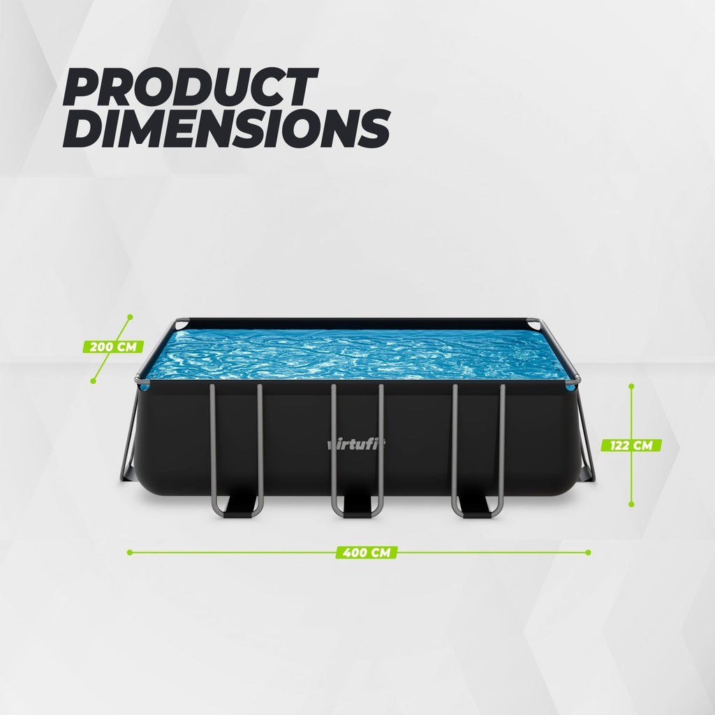 Piscine Rectangulaire VirtuFit 400 x 200 x 122 cm - Anthracite - Avec Pompe Filtrante - Tweedekans