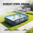 Piscine Rectangulaire VirtuFit - 300 x 210 x 66 cm - Anthracite - Inclut une Pompe de Filtration