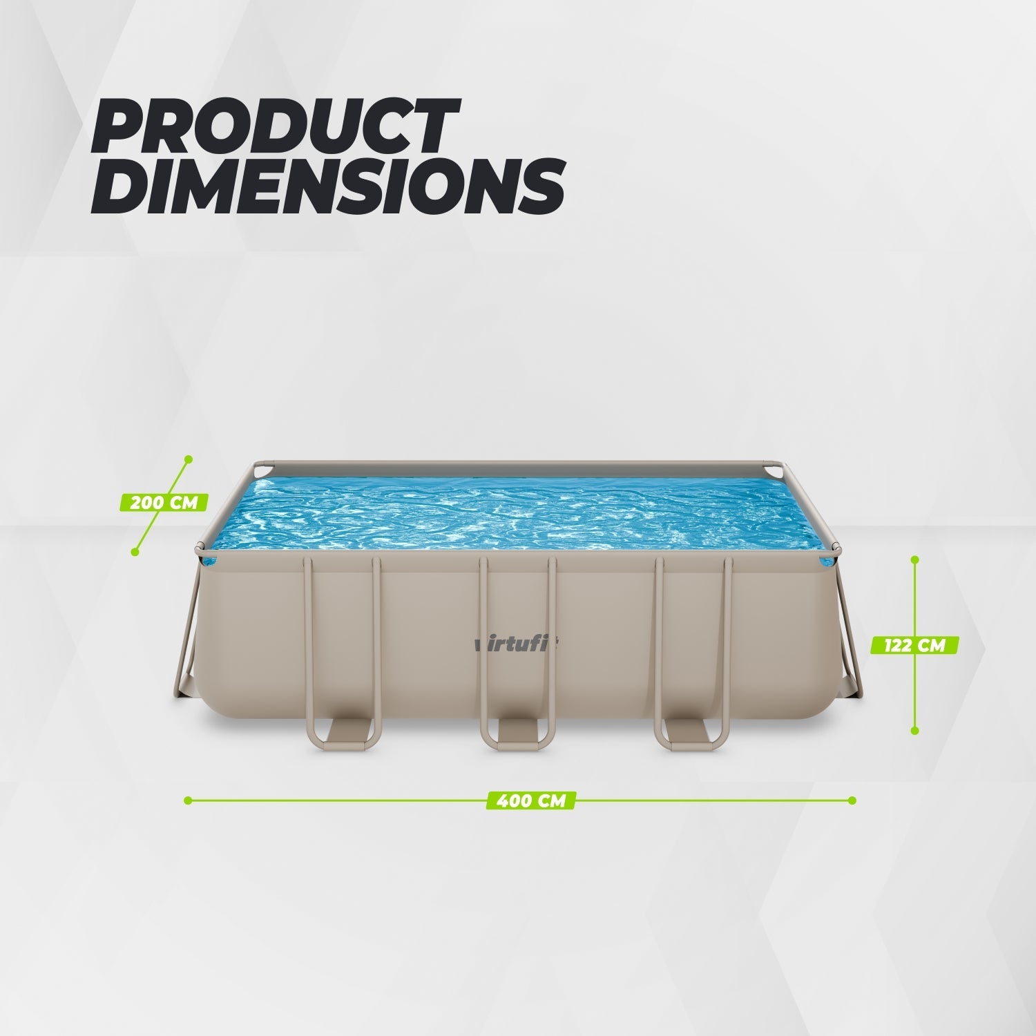 Piscine Rectangulaire VirtuFit 400 x 200 x 122 cm - Beige - Avec Pompe Filtrante