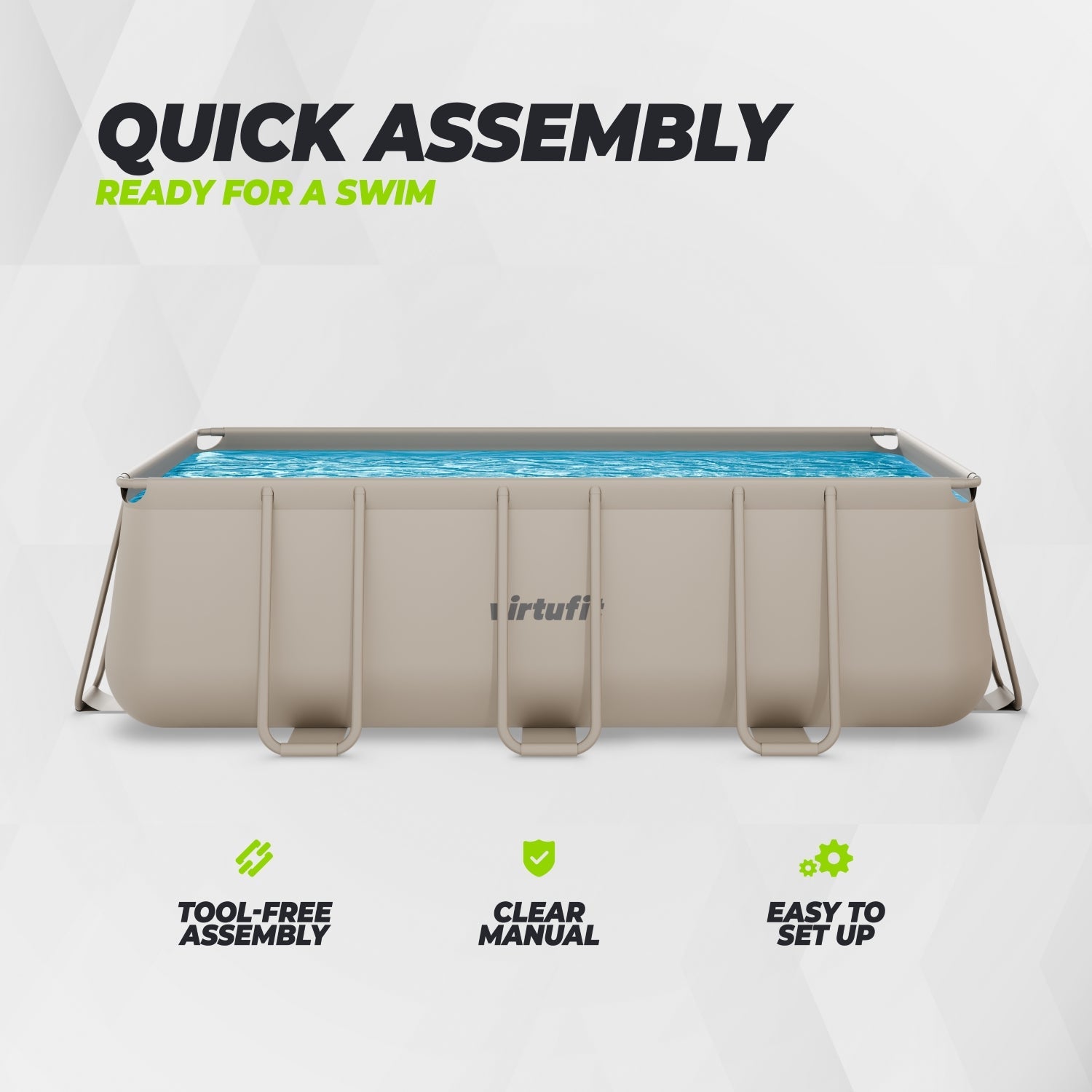 Piscine Rectangulaire VirtuFit 400 x 200 x 122 cm - Beige - Pack Complet