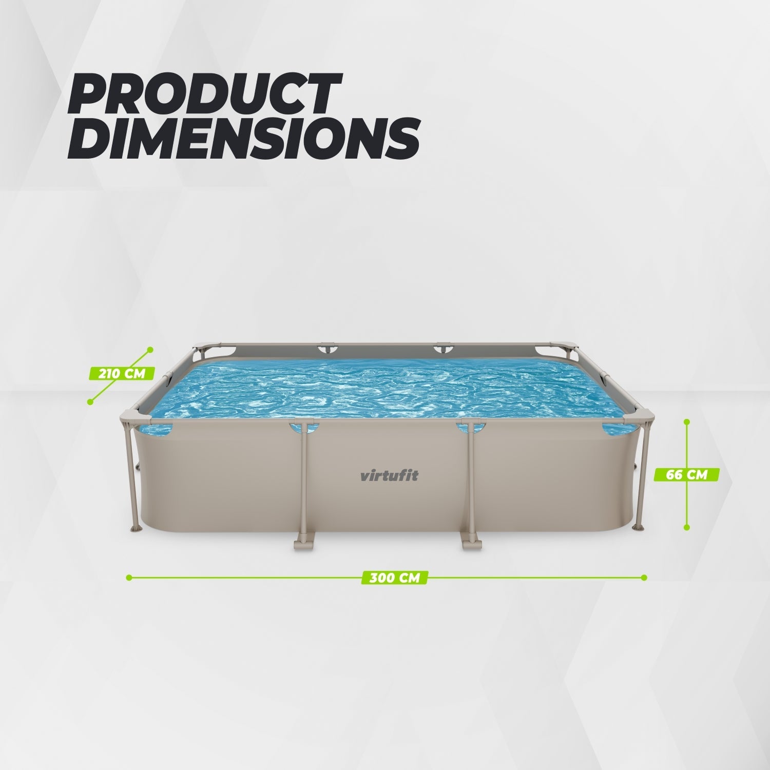 Piscine Rectangulaire VirtuFit - Beige - 300 x 210 x 66 cm