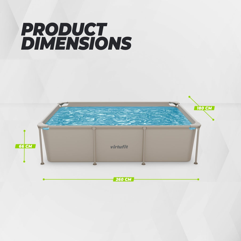 Piscine Rectangulaire VirtuFit - Beige - 260 x 180 x 66 cm
