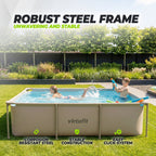 Piscine Rectangulaire VirtuFit - 260 x 180 x 66 cm - Beige - Pompe de filtration incluse