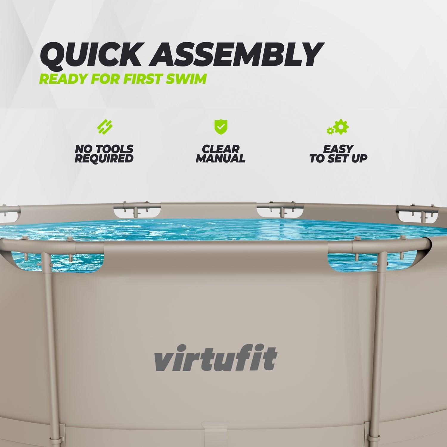 VirtuFit Zwembad Rond Ø366 x 100 cm - Beige - Compleet Pakket