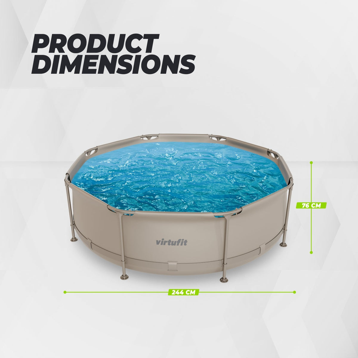 Piscine Ronde VirtuFit - Ø244 x 76 cm - Beige - Tweedekans
