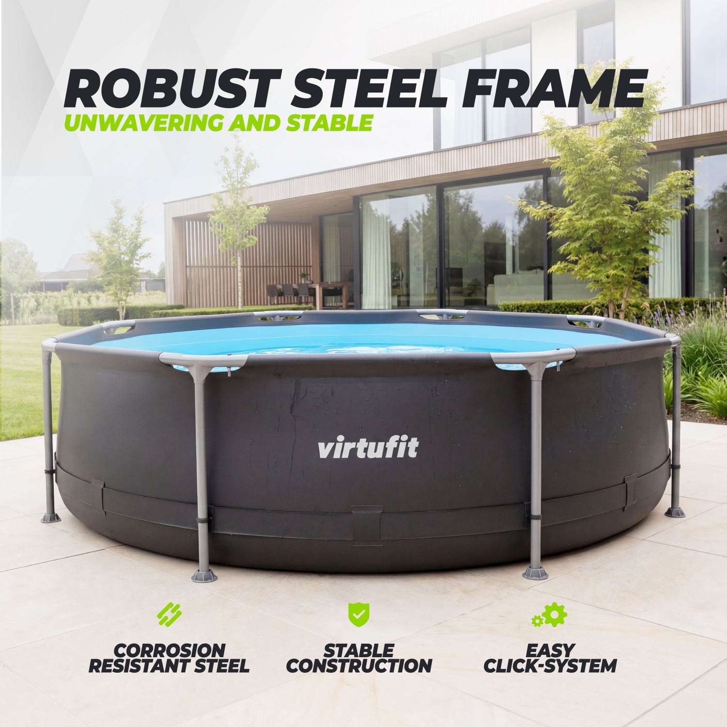 VirtuFit Rond Zwembad - Ø305 x 76 cm - Antraciet - Tweedekans