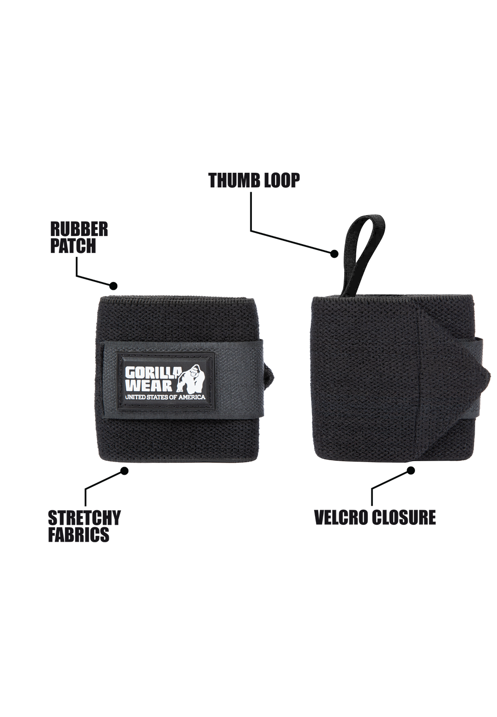 Gorilla Wear Wrist Wraps BASIC - Noir