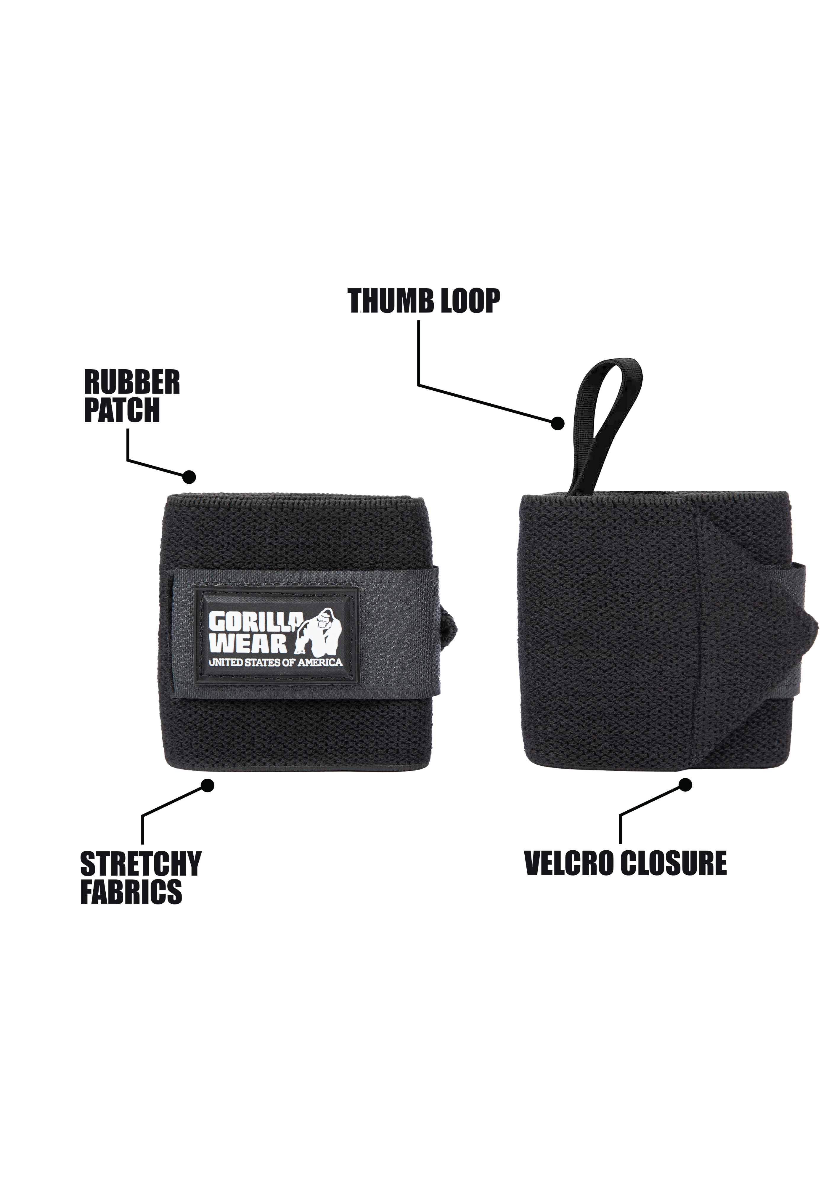 Gorilla Wear Wrist Wraps BASIC - Noir