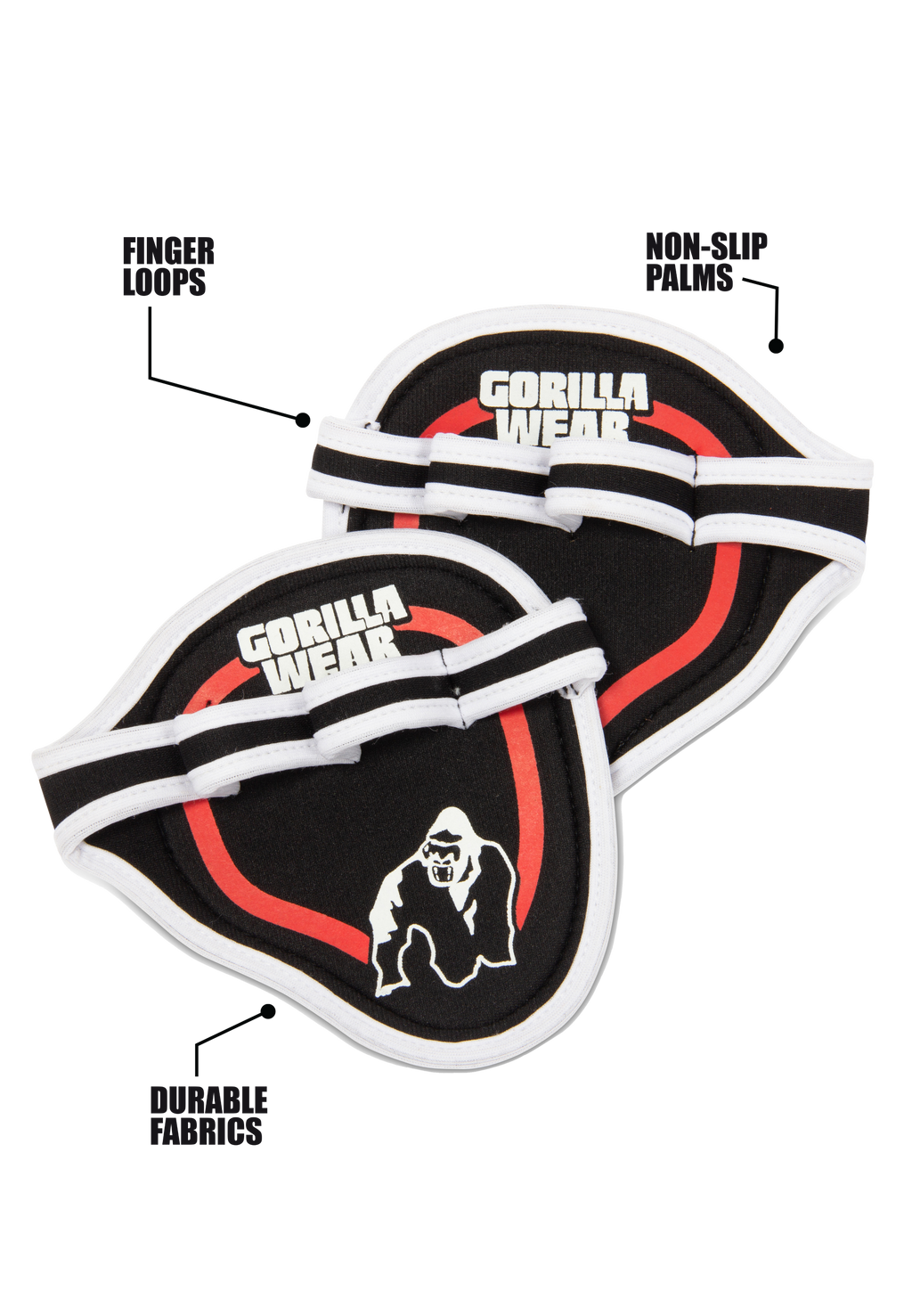 Gorilla Wear Palm Grip Pads - Noir/Rouge