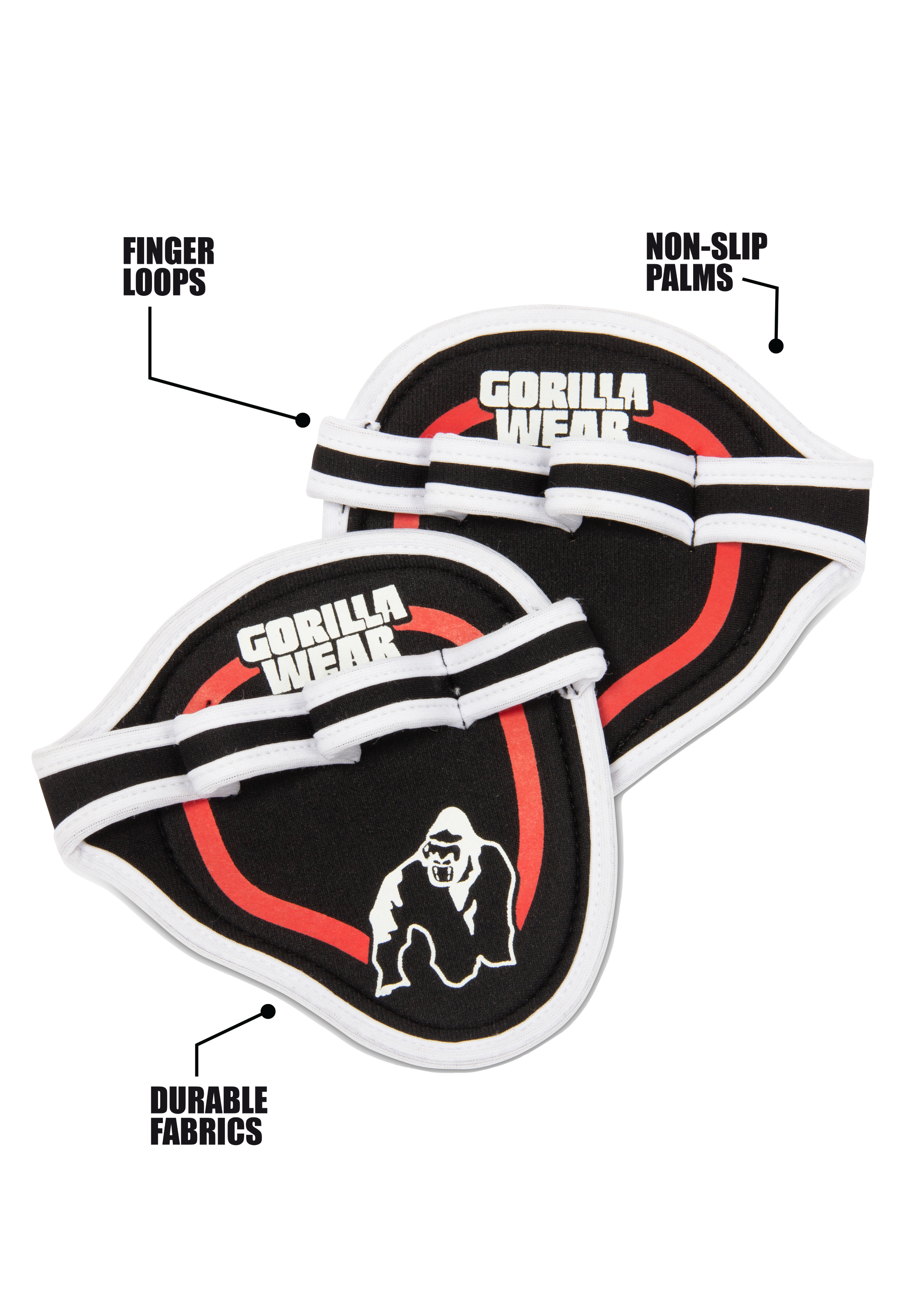 Gorilla Wear Palm Grip Pads - Noir/Rouge