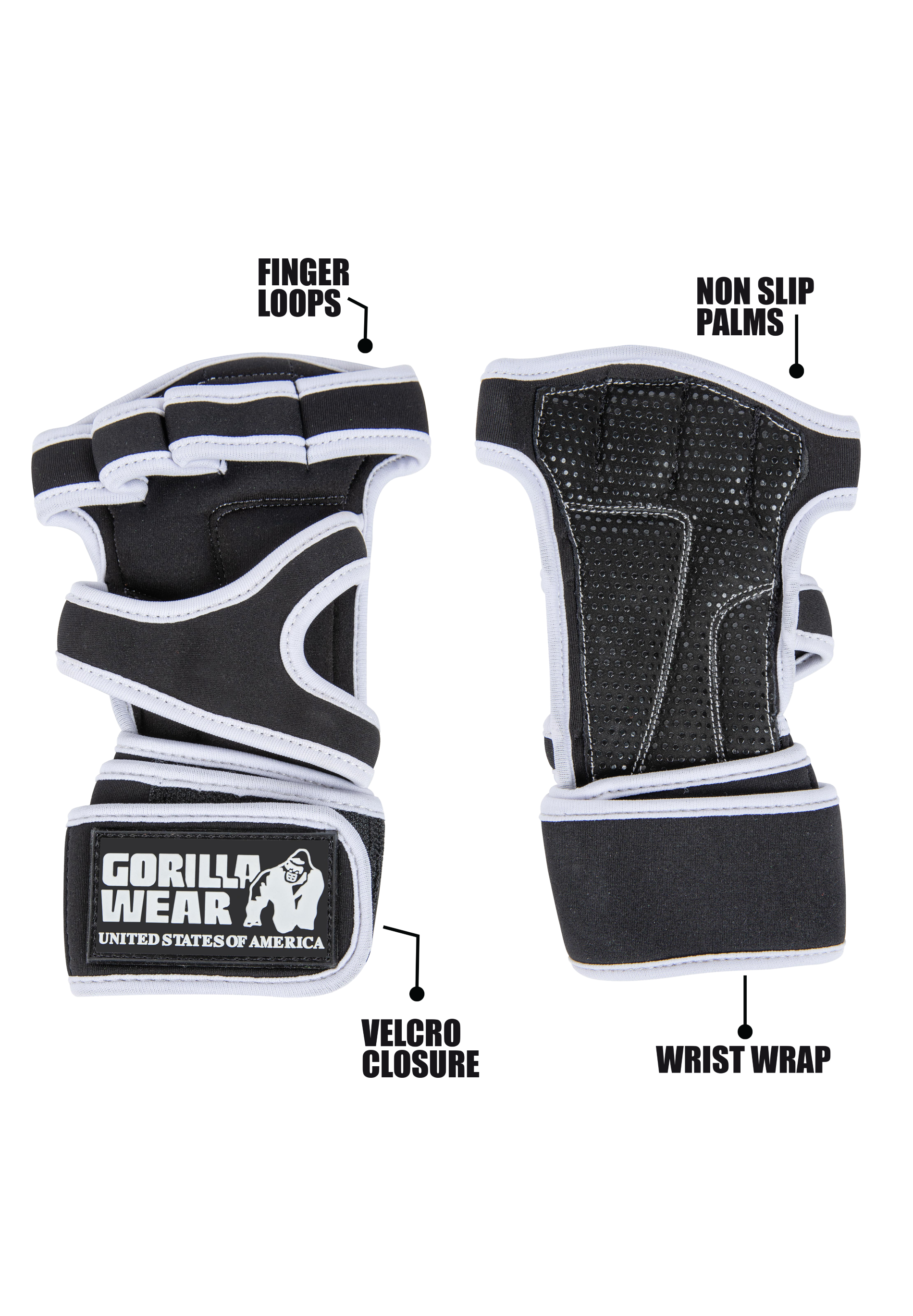 Gorilla Wear Yuma Weight Lifting Workout Gloves - Noir/Blanc