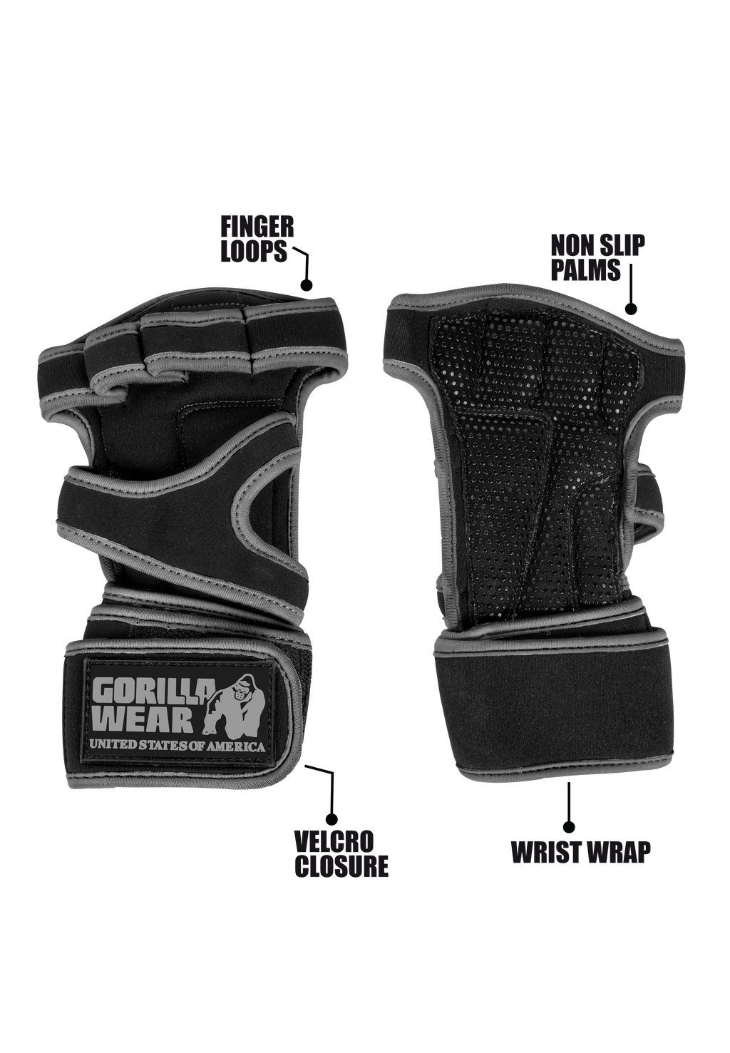 Gorilla Wear Yuma Weight Lifting Workout Gloves - Noir/Gris