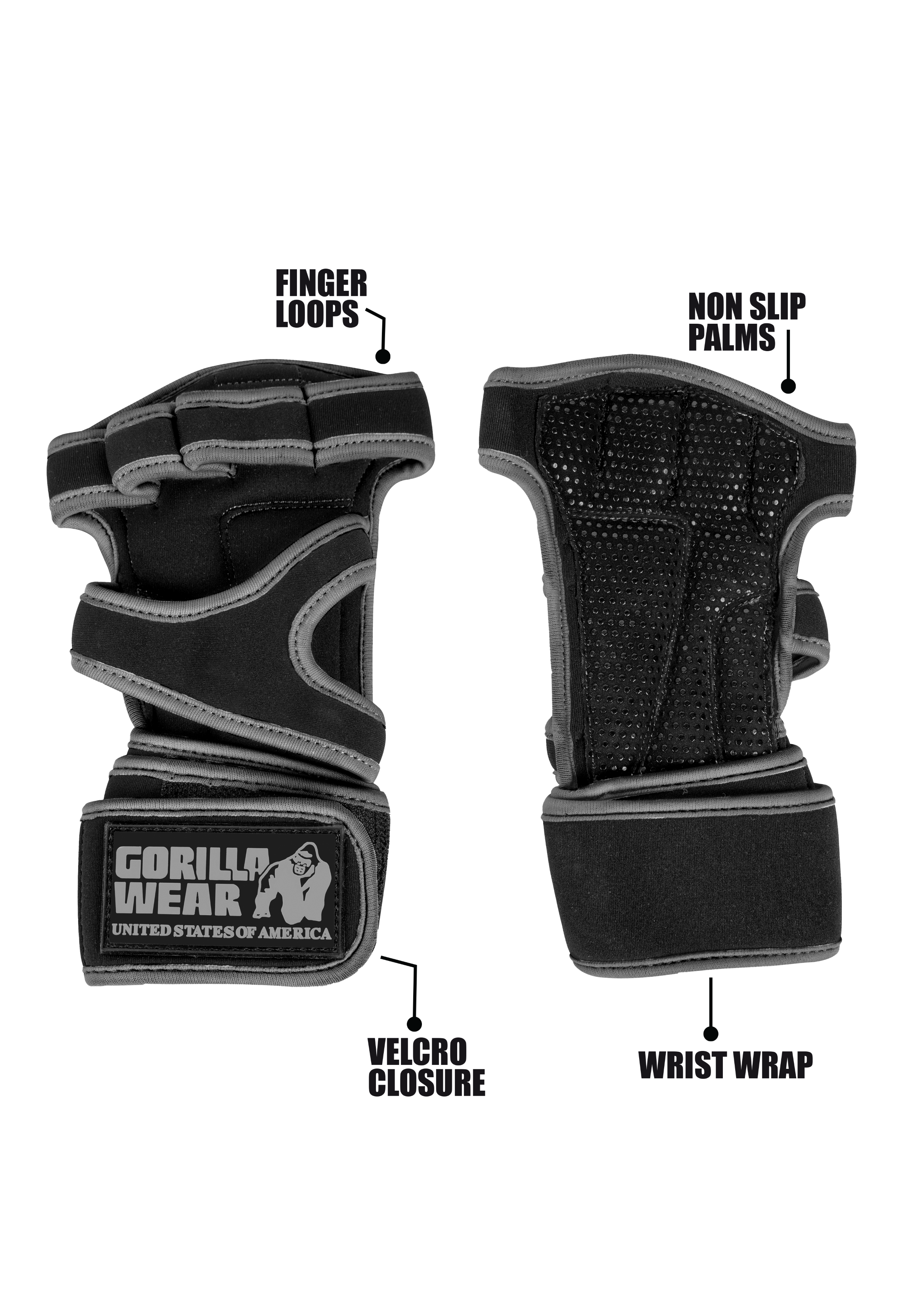 Gorilla Wear Yuma Weight Lifting Workout Gloves - Noir/Gris