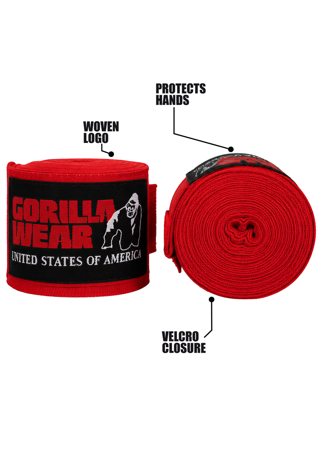 Gorilla Wear Boxing Hand Wraps - Rouge