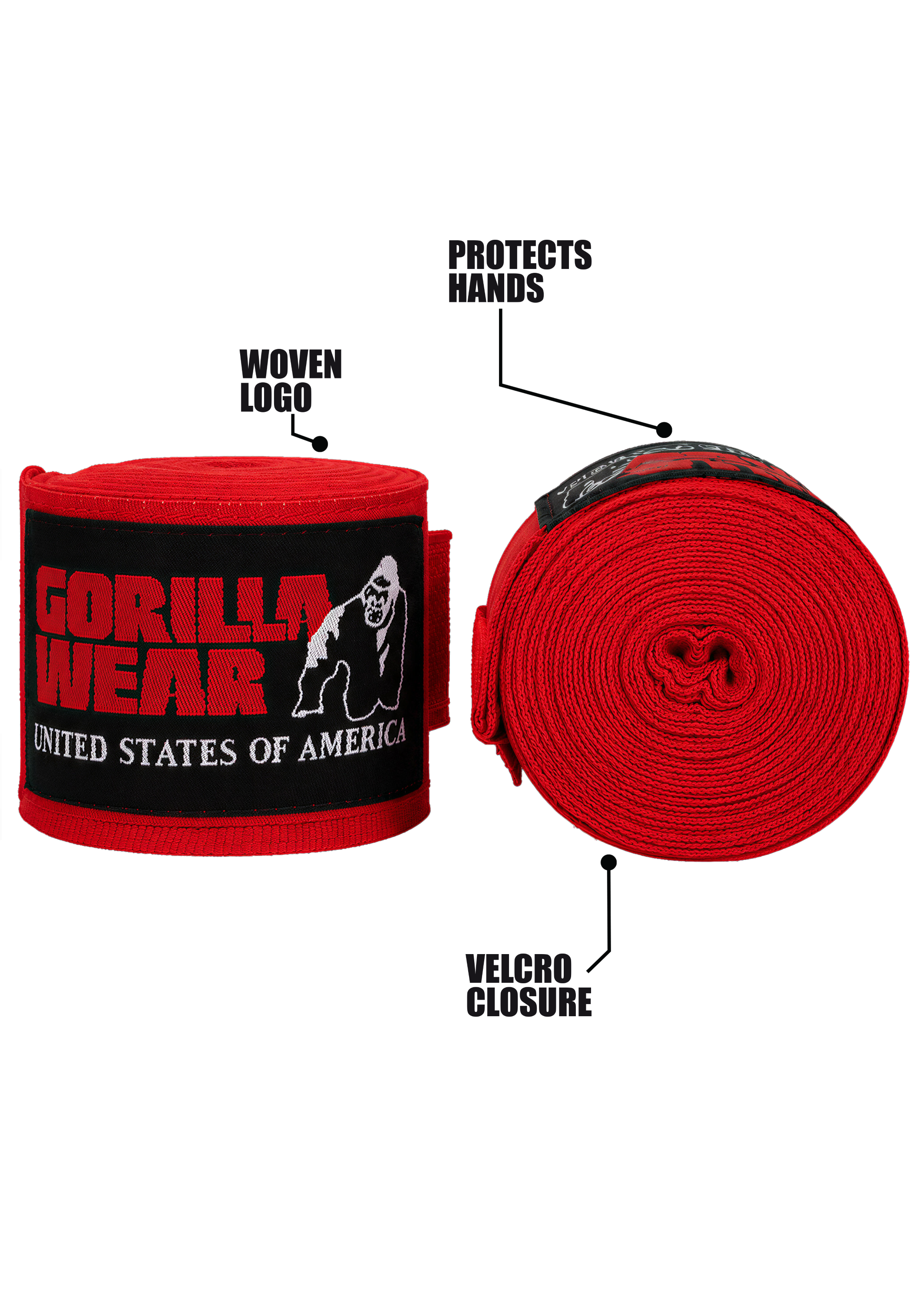 Gorilla Wear Boxing Hand Wraps - Rouge