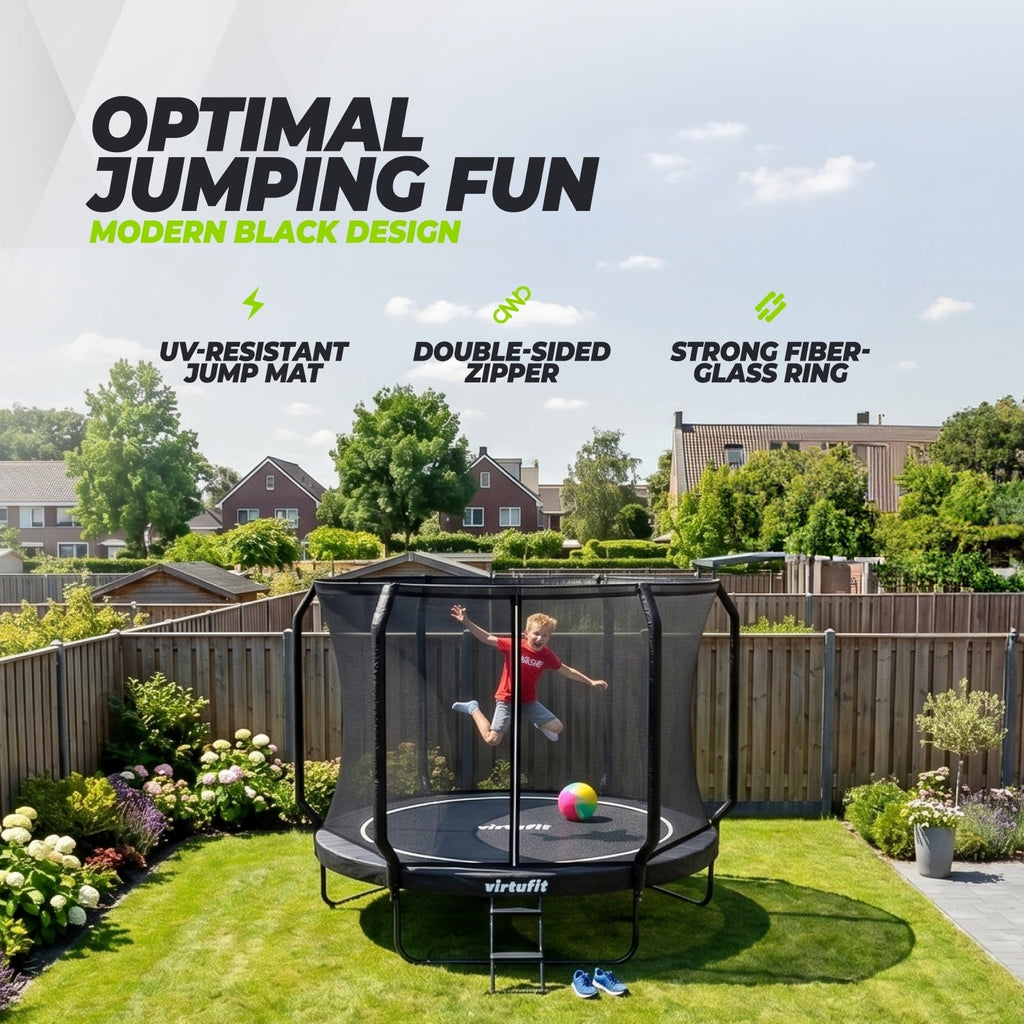 Trampoline VirtuFit Premium avec filet de sécurité - Noir - 305 cm - Tweedekans