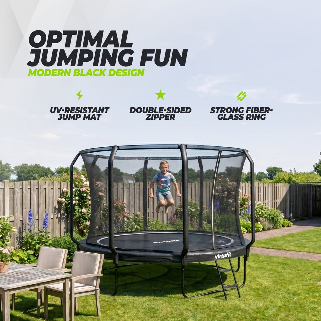 Trampoline VirtuFit Premium avec filet de sécurité - Noir - 366 cm - Tweedekans