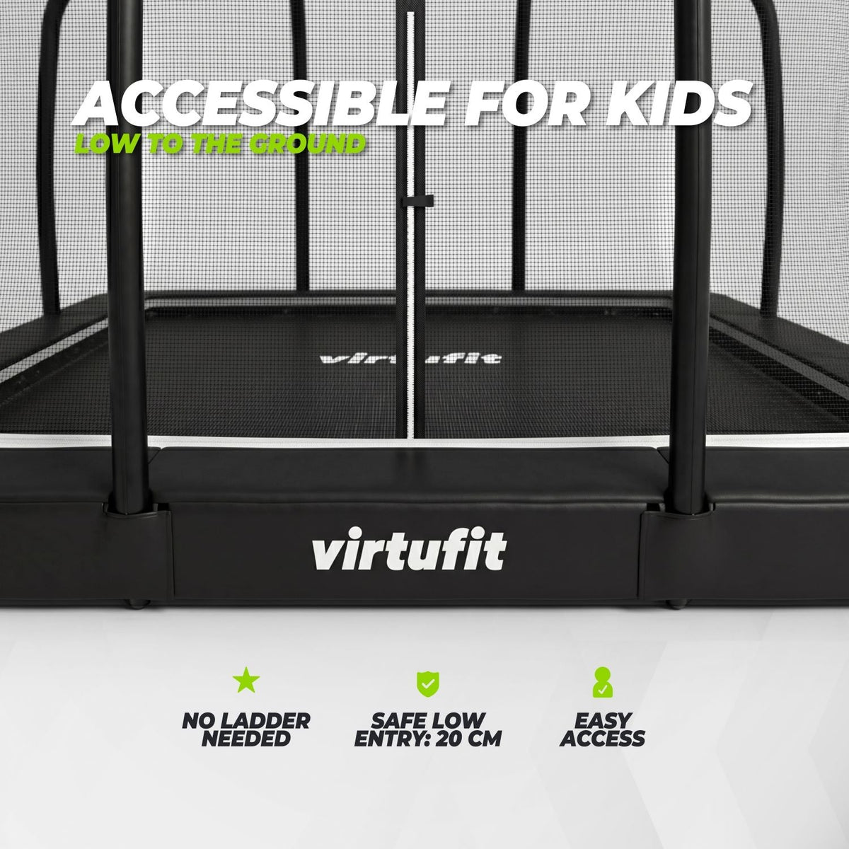 VirtuFit Trampoline creusé Premium avec Filet de Sécurité - Noir - 183 x 274 cm - Tweedekans
