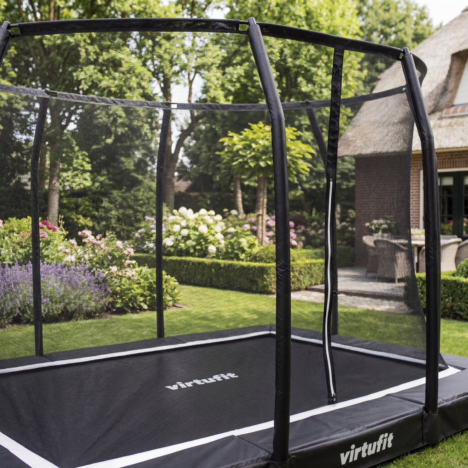 VirtuFit Trampoline creusé Premium avec Filet de Sécurité - Noir - 183 x 274 cm - Tweedekans