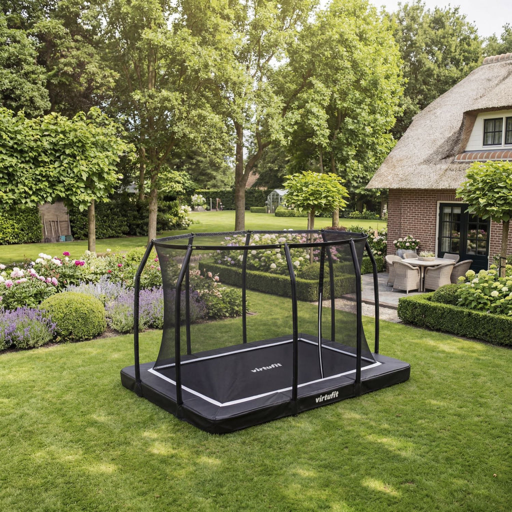 VirtuFit Trampoline creusé Premium avec Filet de Sécurité - Noir - 183 x 274 cm - Tweedekans