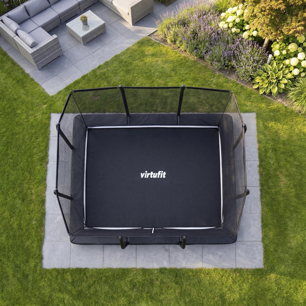 VirtuFit Premium Inground Trampoline avec Filet de Sécurité - Noir - 213 x 305 cm - Tweedekans