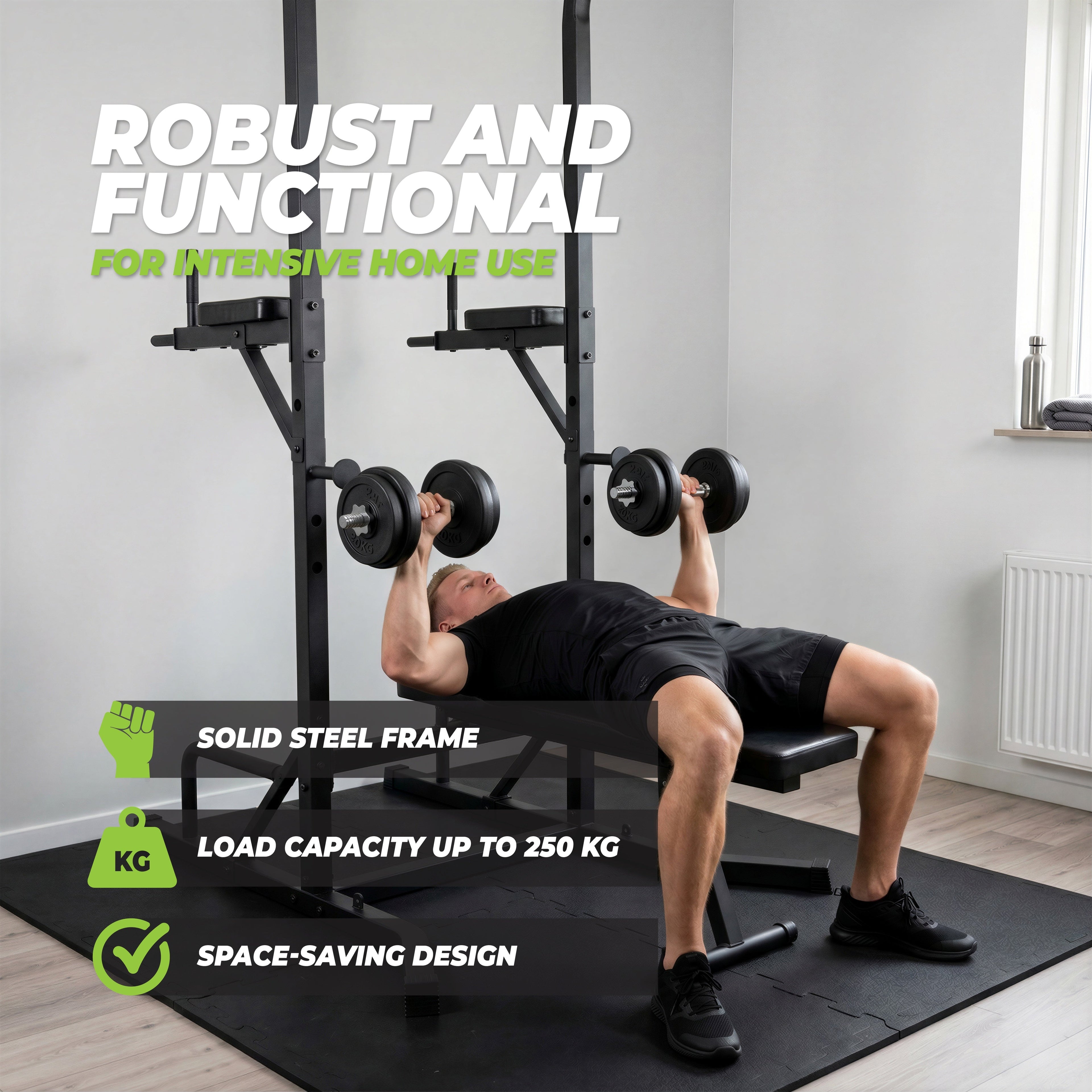 Virtufit Power Tower Deluxe avec banc d'exercice