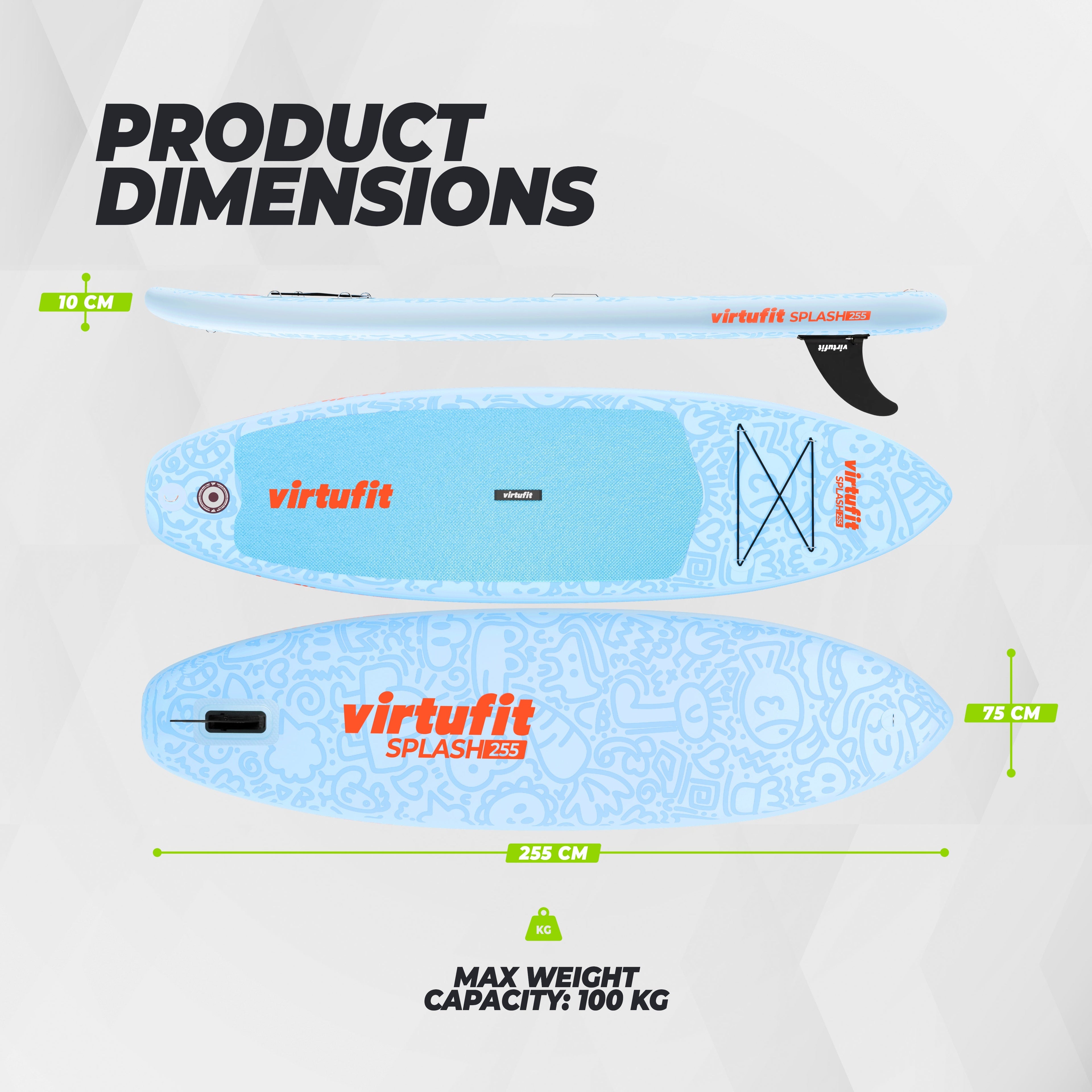 VirtuFit Supboard Splash 255 - Doodle Blue - Met accessoires en draagtas - Tweedekans