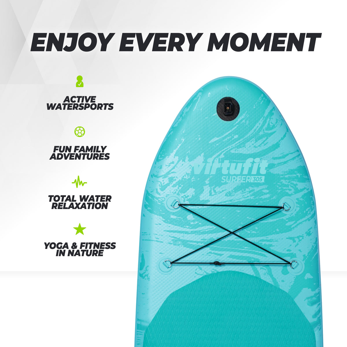 Virtufit Supboard Surfer 305 - Zwart - Inclusief Windzeil en accessoires - Tweedekans