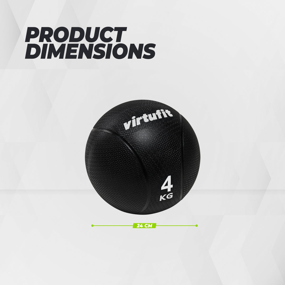 VirtuFit Medicijnbal Pro - Medicine Ball - 4 kg - Rubber - Zwart