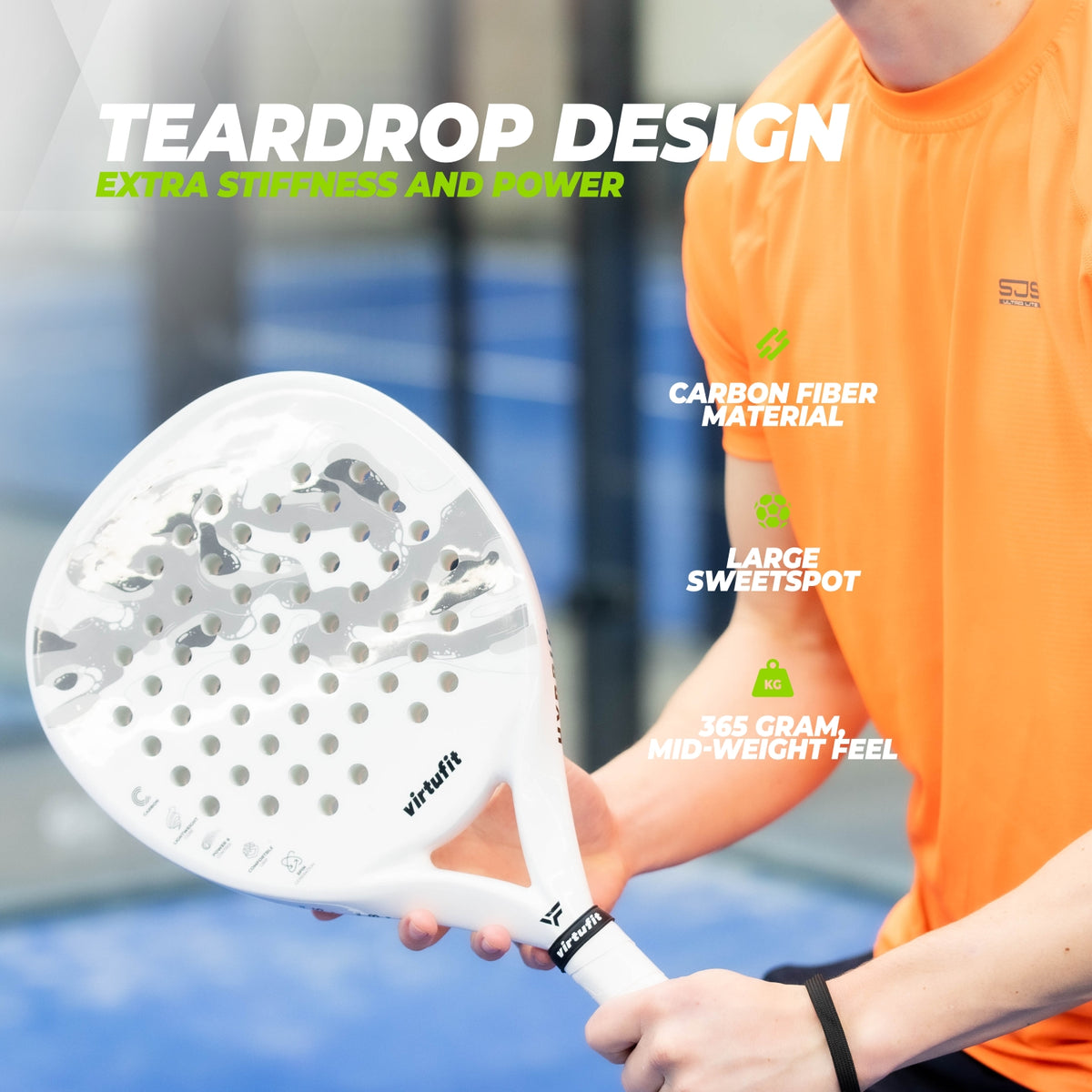 Raquette de padel hybride VirtuFit - Blanc - Gris