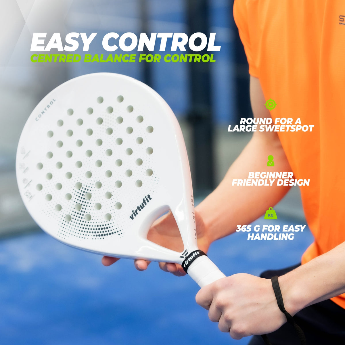 Raquette de padel VirtuFit Control - Blanc - Noir