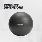 VirtuFit Anti-Burst Fitness Ball Pro - Avec Pompe - Noir - 75 cm
