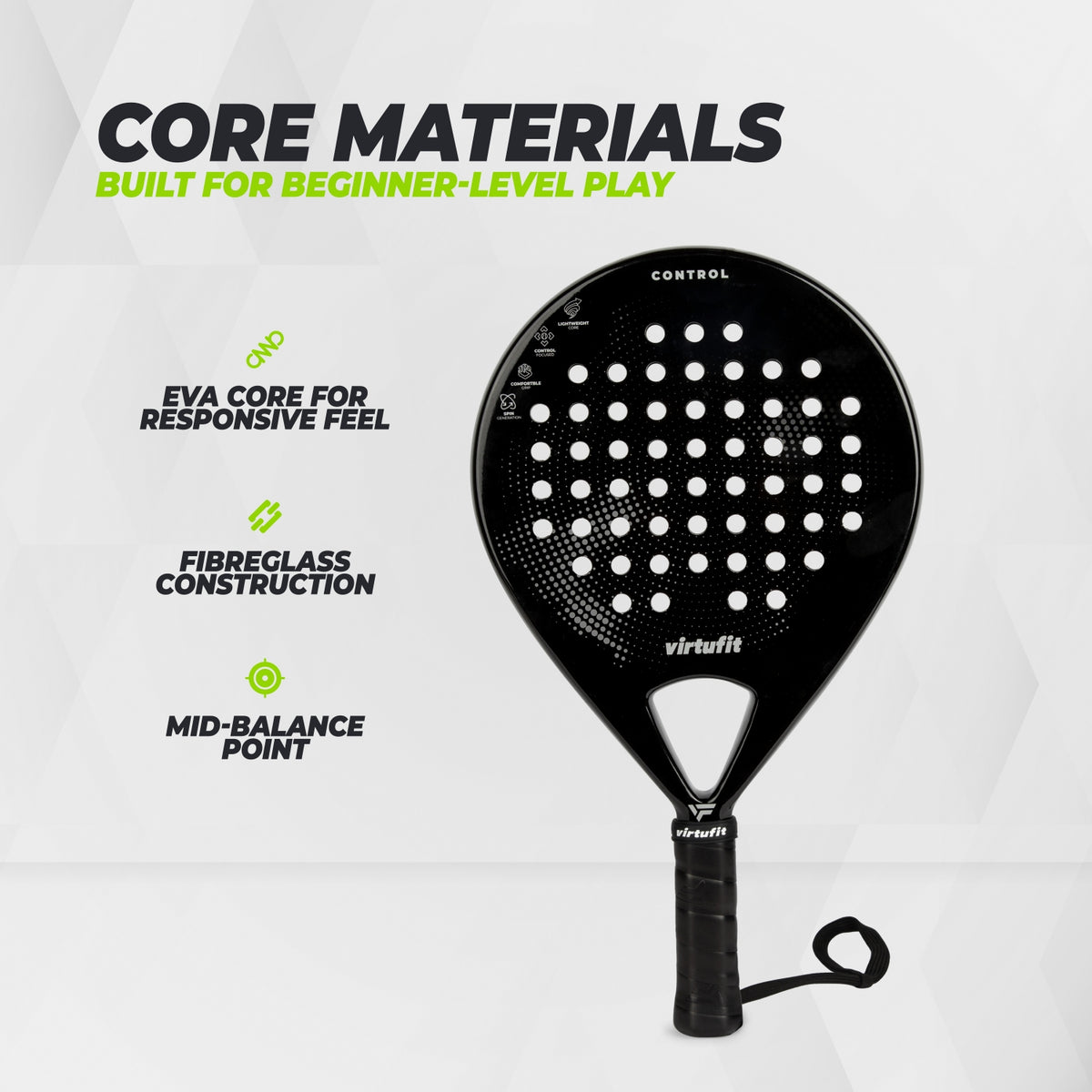 Raquette de padel VirtuFit Control - Noir - Gris